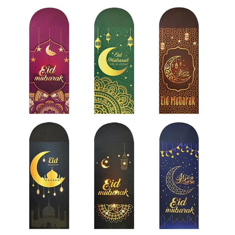 

ИД фестиваль красный конверт 6 шт. изысканные красные конверты для ИД фестиваля 7X3,2 дюймов Праздничная сумка для денег красные пакеты красный конверт