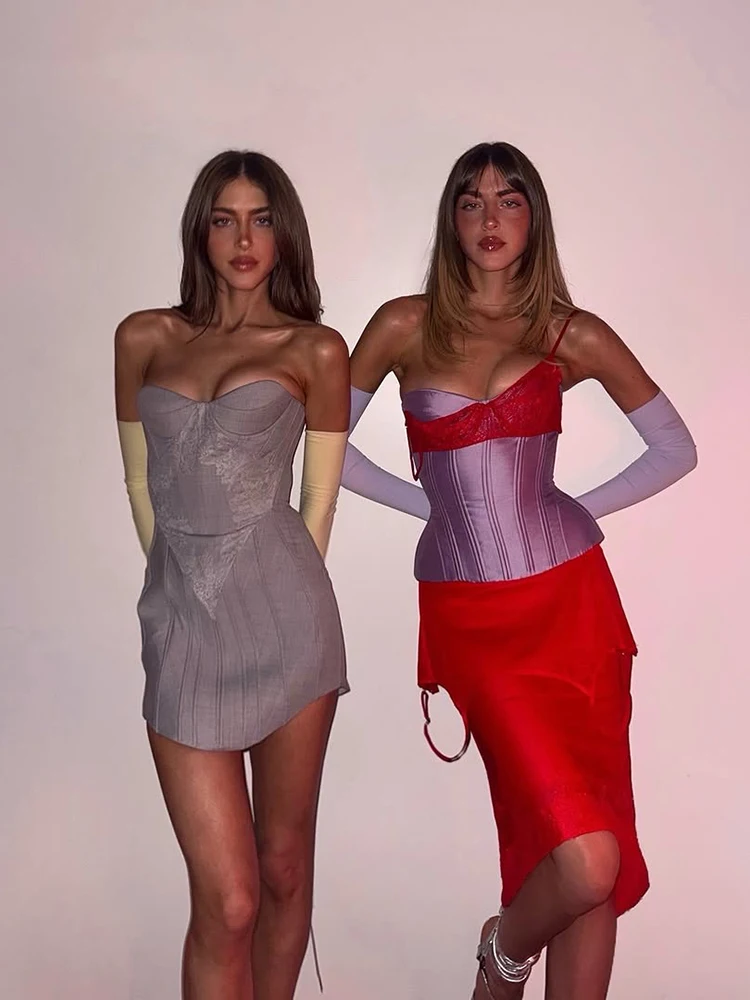 Nibber Hottie Dress Women Jacquard Patchwork Sexy Trend Sleeveless Stretch Skinny Coquette Midnight Party Clubwear Mini Bodycon