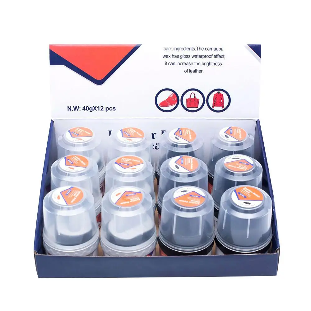 40g Multi-functional White/Black Shoe Polish Colorless Light Shoes Rub Leather Cleaner Shoes Brush Care Sponge Wax TSLM1 2