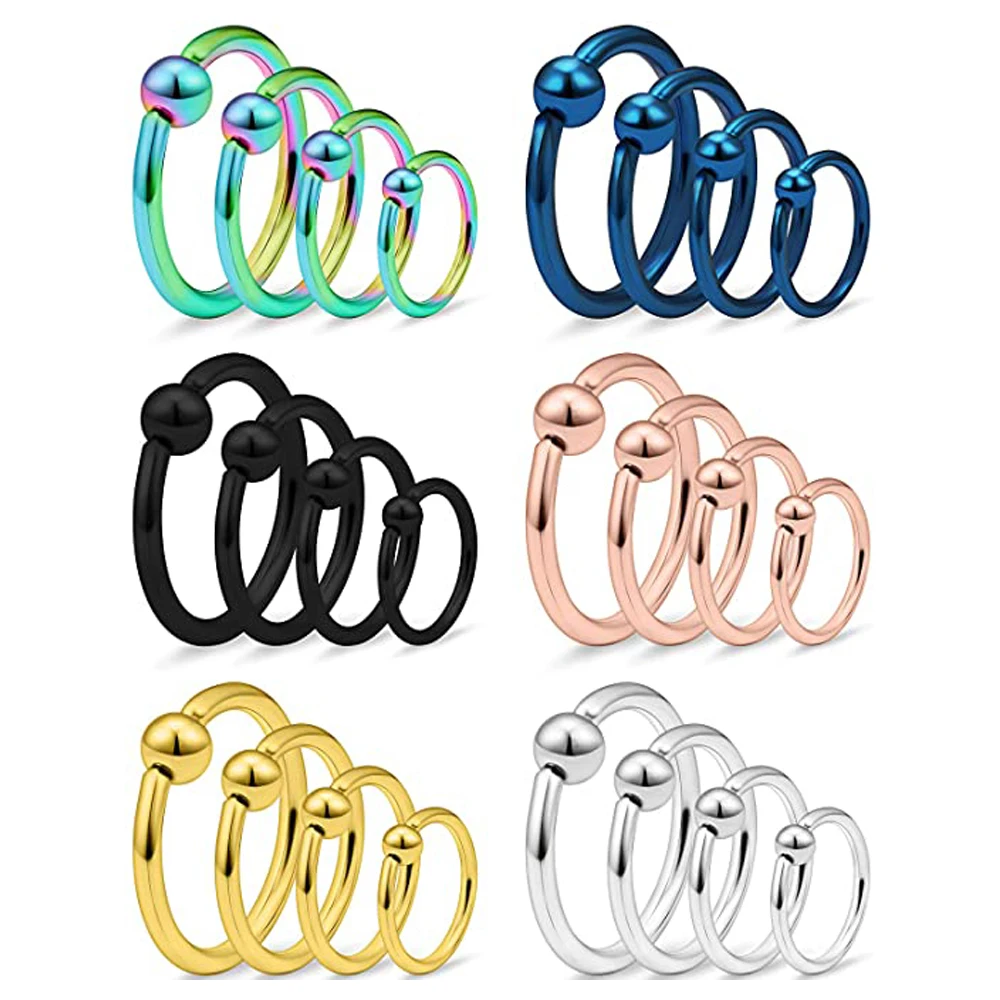Surgical Steel Captive Bead Ear Hoop Nose Ring Loop Ear Tragus Cartilage Piercing Body Jewelry Earring 2PCS hoop earrings piercing jewelry nose rings body piercing jewelry body jewelry ear piercing jewelry body piercing earrings metal jewelry