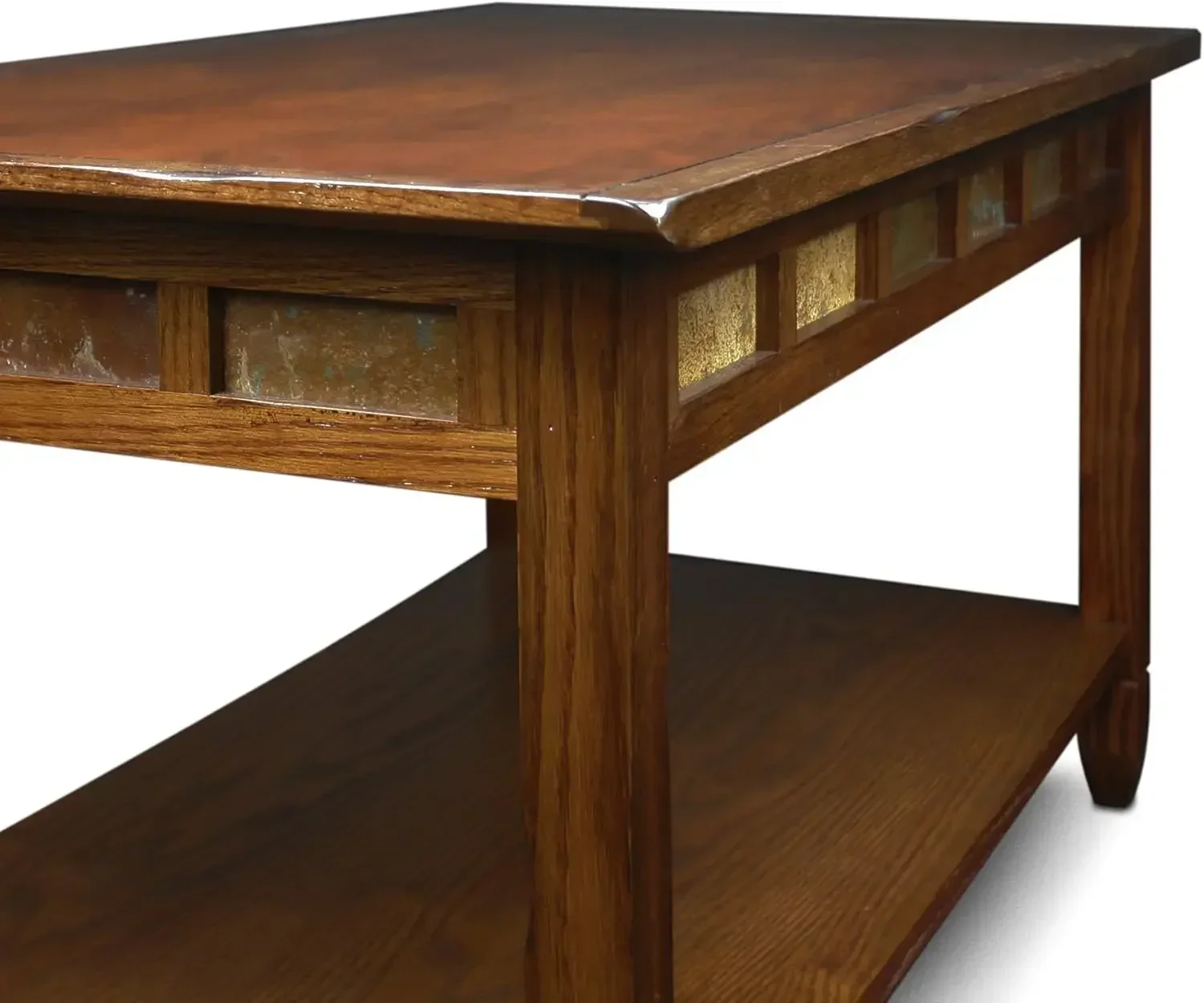 10058 Slate Tile Coffee Table with Shelf, 20 in x 38 in x 20.5 in, Rustic Oak 5