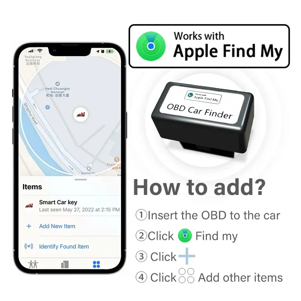 Mini Car Obd Gps Locator Funziona Con Apple Find My App Installazione Rapida Smart Tracker Anti-Lost Device Finder Posizione Globale