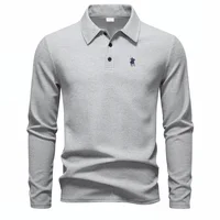 Polo haut de gamme brodé à manches longues pour homme, vêtement d'automne, nouveau, confortable et respirant, t-shirt décontracté de marque 5