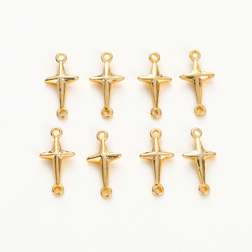 

20pcs/lot 6x13MM 14K 18K Real Gold Plated and Zircon Star Connect Charms Pendants Jewelry Making Supplies For DIY Accessories