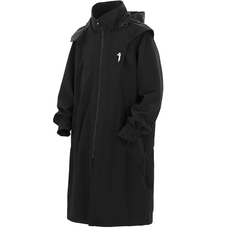 PFNW Functional Style Double Zipper Black Grey Windbreaker Men Heavy Industry Autumn Loose Casual Hooded Trench