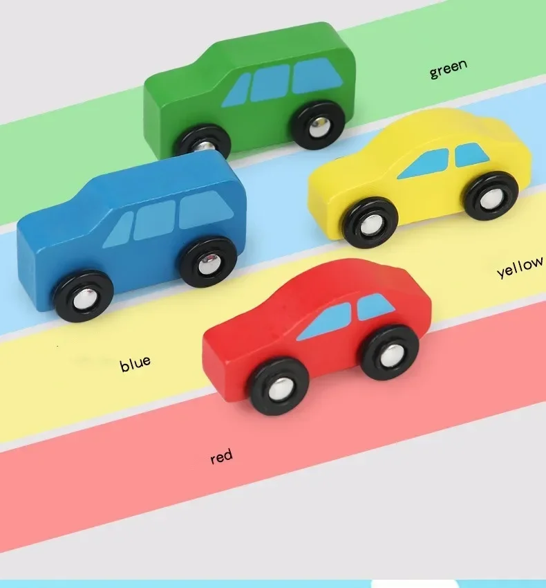 Building Blocks Wooden Double Layer Car Model Fall-resistant Color Cognitive Parent-child Interaction Toys Children Transporter