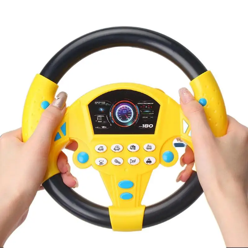 

Kids Cartoon Electric Simulate Driving Car Steering Wheel Baby Sounding Toys Early Educational Stroller Driving Musical Toy gift