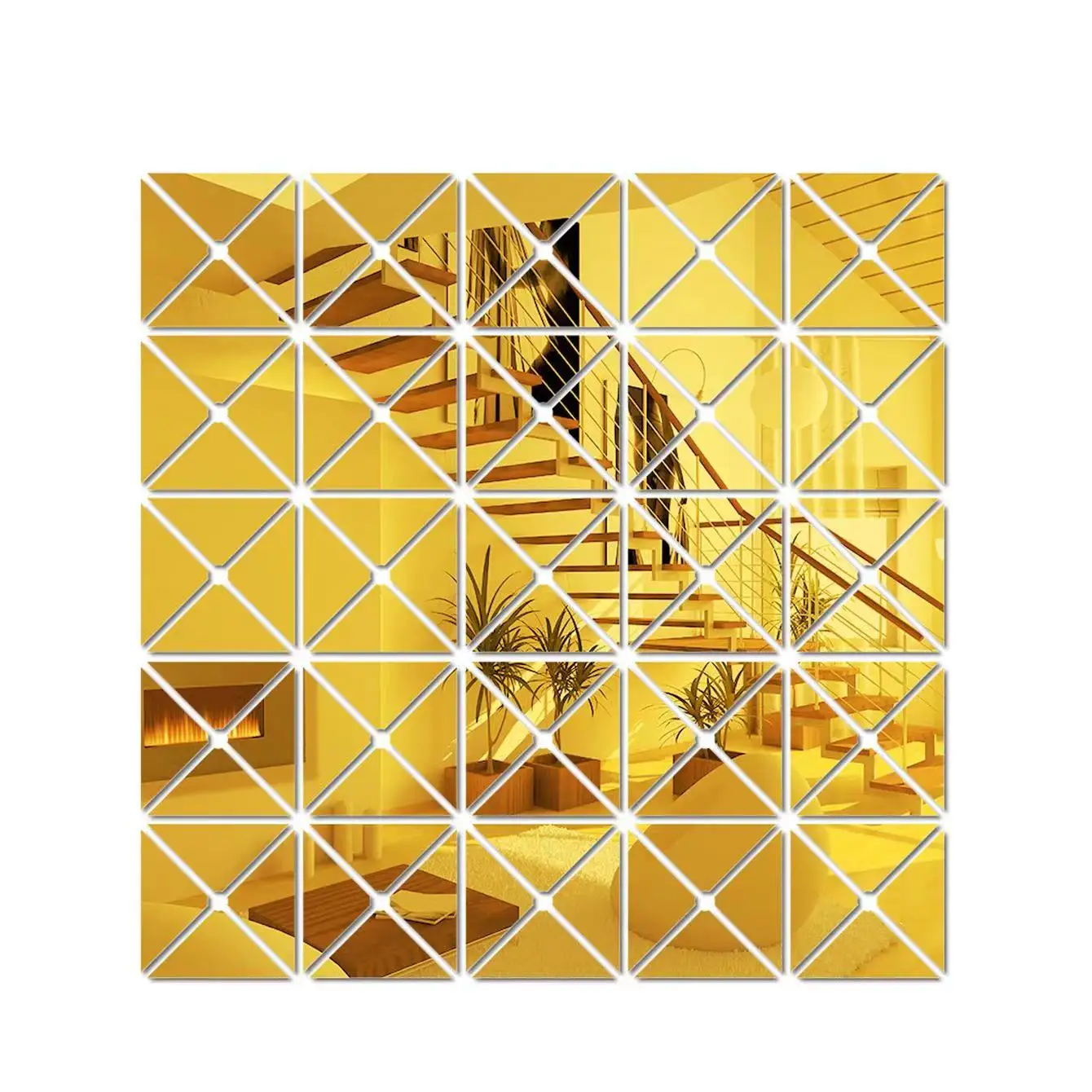 12/36/60/100pcs 3D Mirror Wall Stickers Acrylic Triangles Self-adhesive Square