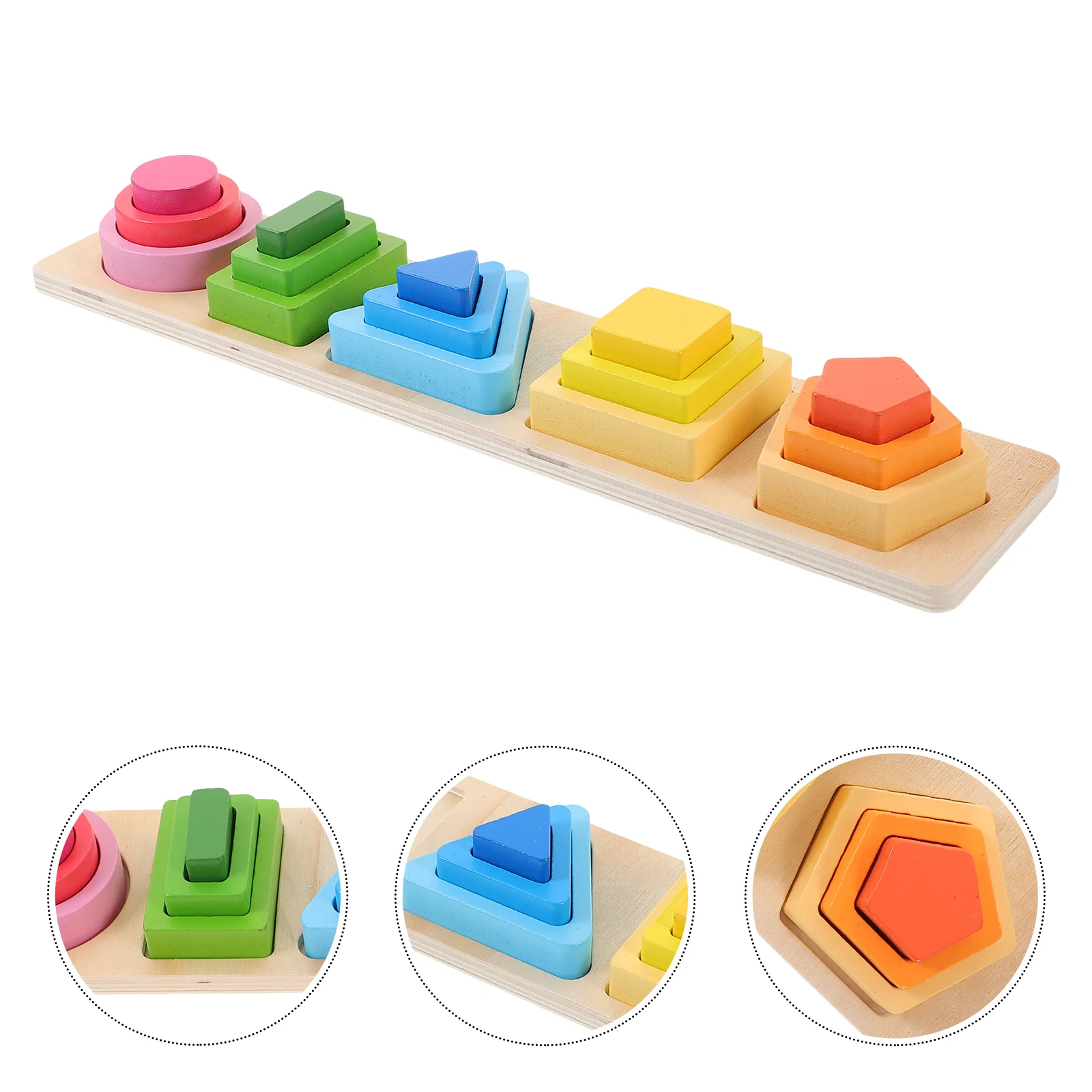 

Wooden Set Column Children's Toys Kids Puzzle Sorting Blocks Cognitive Geometry Shape Toddler
