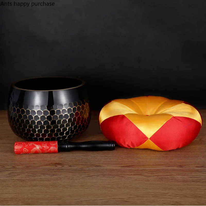 Copper Bowl Buddha Sound Bowl Buddhist Supplies Tibetan Bowls Sacrificial Music Therapy  Tibetan Singing Bowls Set Mat Stick 3