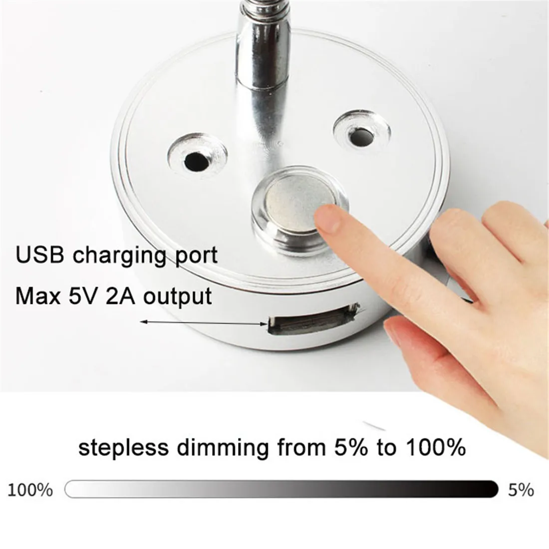 DC12V 24V RV Boat LED Wall Lamp 3000K 4000K Dimmable Gooseneck With 2A USB Charge Port