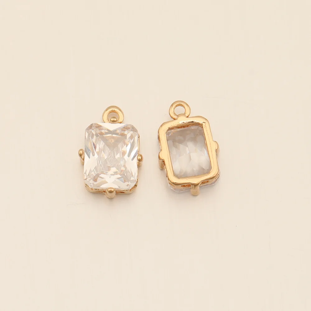 Cordial Design 9*14MM 50Pcs Rhinestone Pendant/Jewelry Findings & Components/Rectangle Shape/Hand Made/DIY Making/CZ Charms - cordial