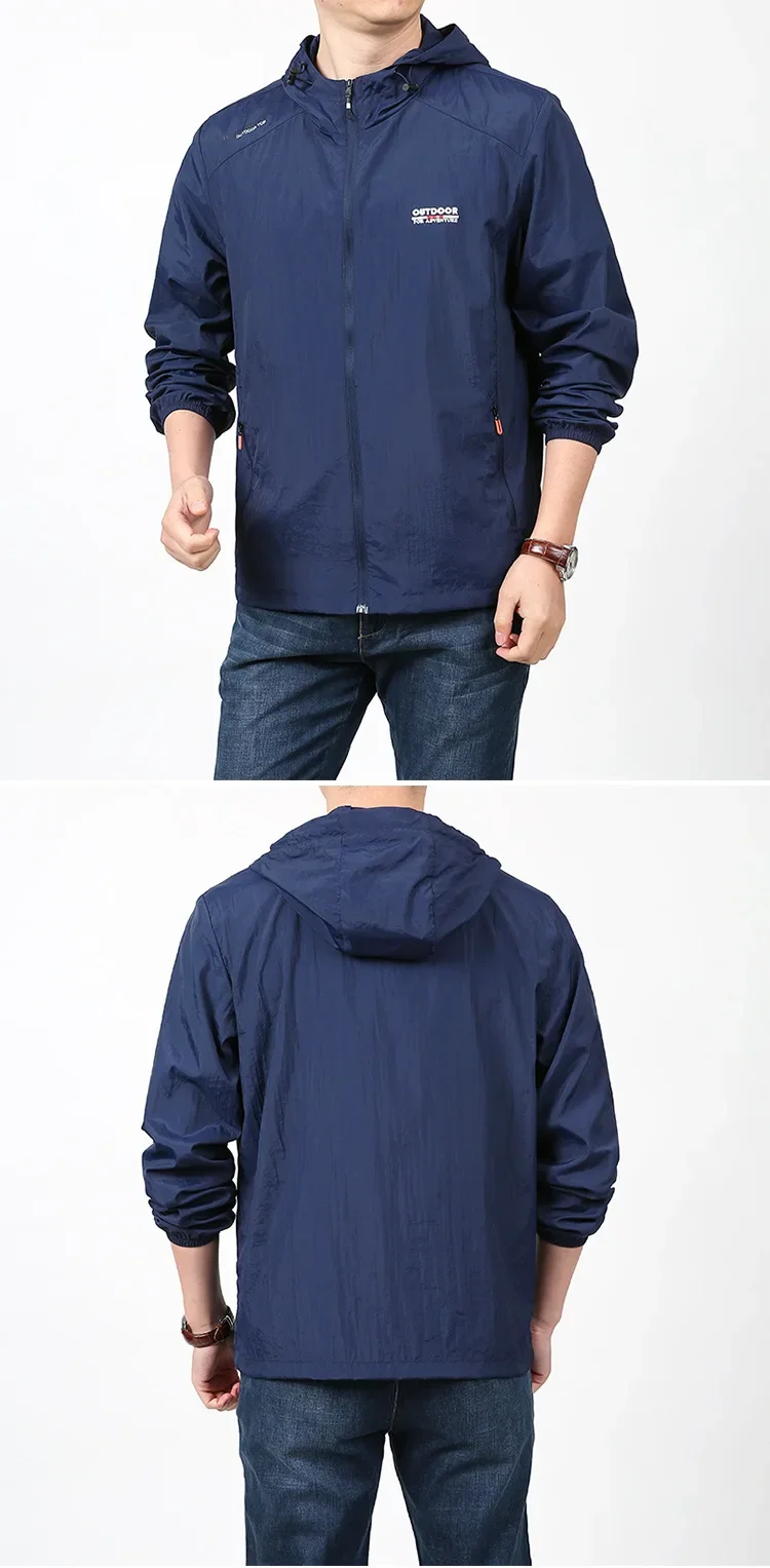 New Hooded Sun Protection Suit for Men's Summer Quick Drying Breathable Jacket, Large Outdoor Sports, Leisure Fishing