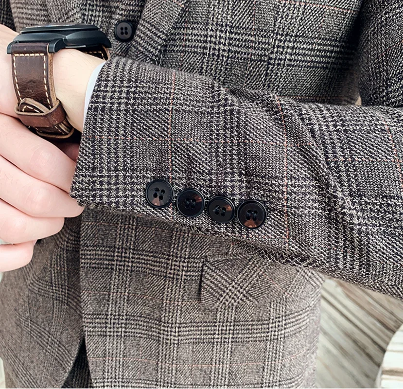 Boutique M-7XL (Blazer + Vest + Trousers) Men's Suit Fashion Business Italian Style Elegant Dress Gentleman Formal 3-piece Suit 5