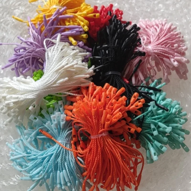 sourcing map Corda in poliestere per appendere etichette con chiusura a scatto per etichette prezzo, fascette in plastica, lunghezza 190 mm, diametro 1 mm, confezione da 100, nero