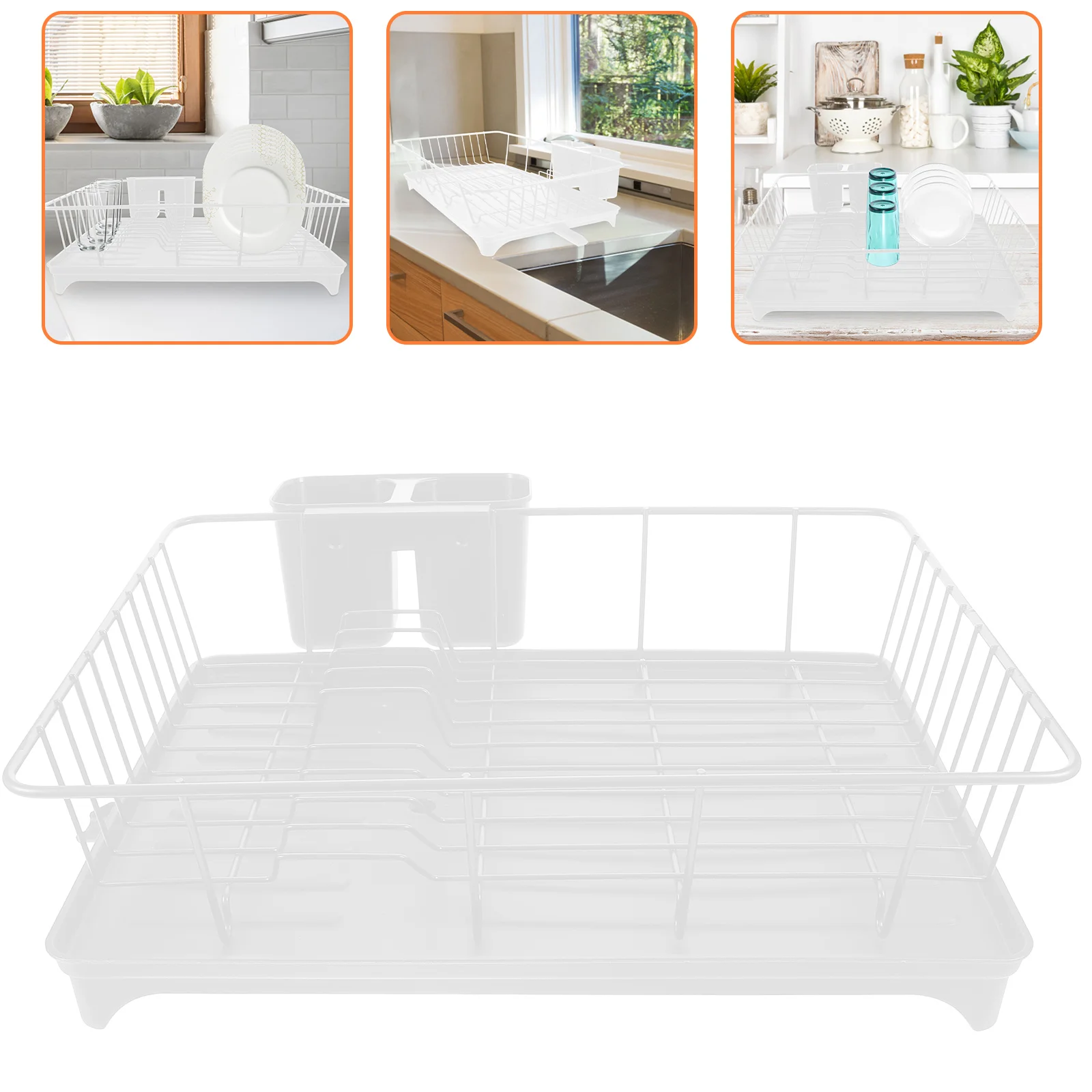 

Large Capacity Self-draining Kitchen Dishes and Cups Storage Tableware Drying Rack Black Plate Sink for Pp Cutlery