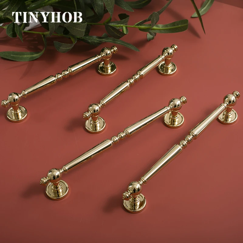 bright gold solid brass cabinet handle botoes 01