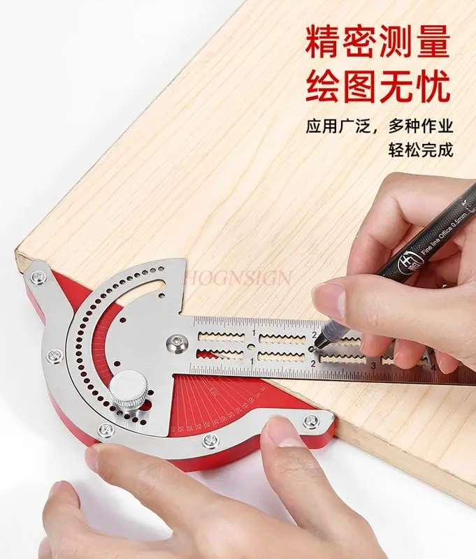 1pcs 스테인레스 스틸 가장자리 눈금자, 목재 작업 각도 눈금자, 다기능 고정밀 각도 눈금자, 각도 측정 장치