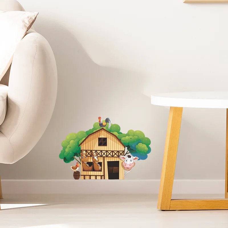 Cartoon Animals House Wall Stickers Living Room Corner Home Decoration