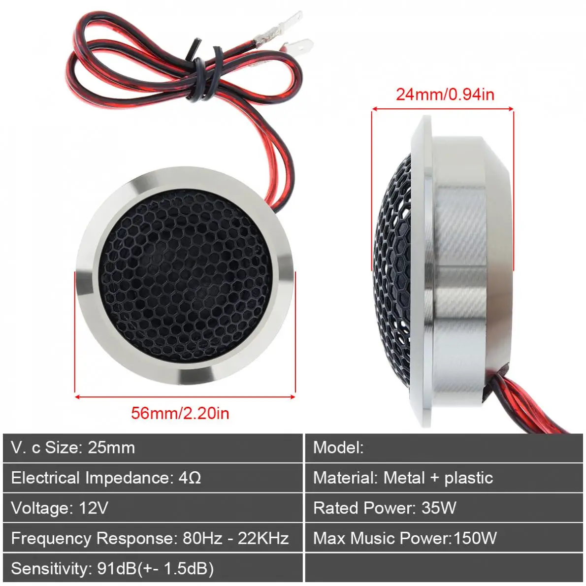 Universal Car Mini Dome Tweeter 2Pcs Car Speaker High Efficiency Loudspeakers Loud Speaker Audio Sound Auto Tweeter for DIY