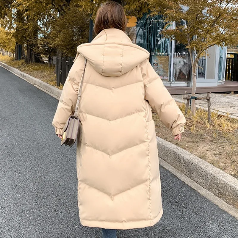 New Women Down Jacket Winter Coat Female Warm Thick Extra Large Size Parkas Loose Long Outwear Fox Fur Collar Hooded Overcoat