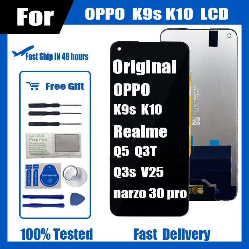 

Original Black 6.59 inch For Oppo K9s 5G 2021 K10 realme Q5 Q3T Q3S V25 LCD Display Touch Screen Digitizer Assembly Replacement