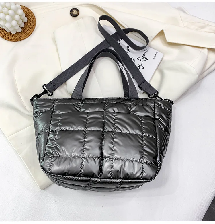 Nylon Quilted Women Handbags Fashion Cotton Padded Crossbody Bags for Women Designer Brands Down Space Shoulder Bag Purses 2022