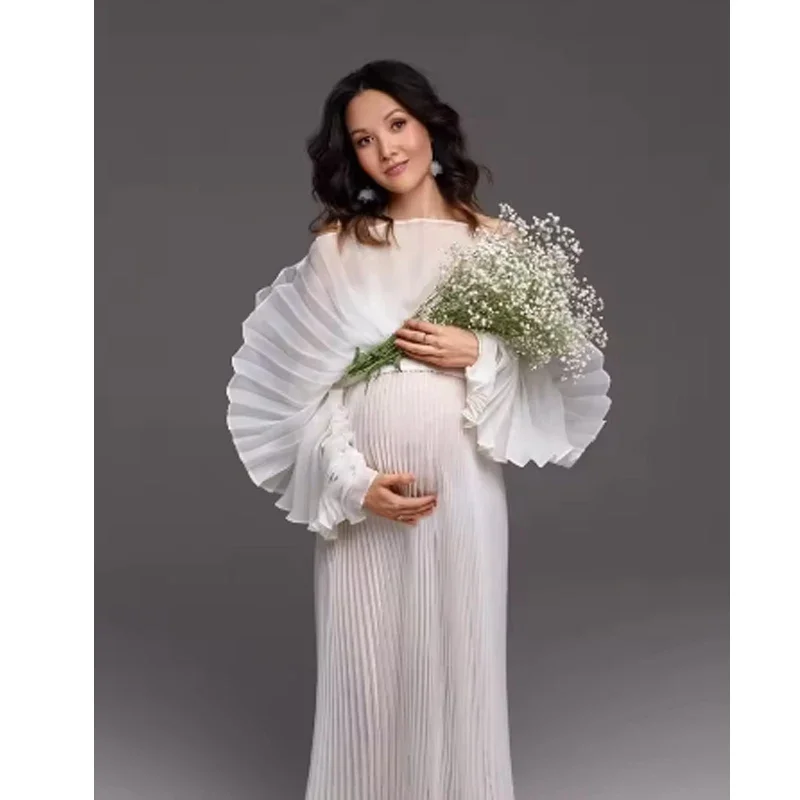 فستان أنيق لالتقاط الصور مع تفاصيل مطوية، فستان اس...