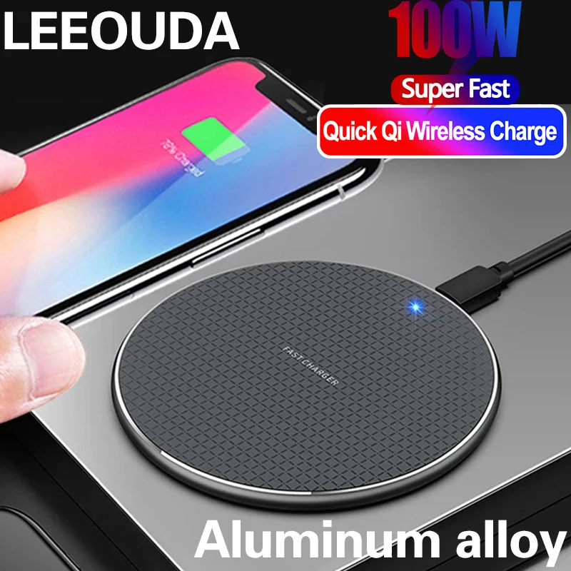 100W Wireless Charger for iPhone 13 12 11 Xs Max X XR 8 Plus Fast Charging Pad for Ulefone Doogee Samsung Note 9 Note 8 S10 Plus