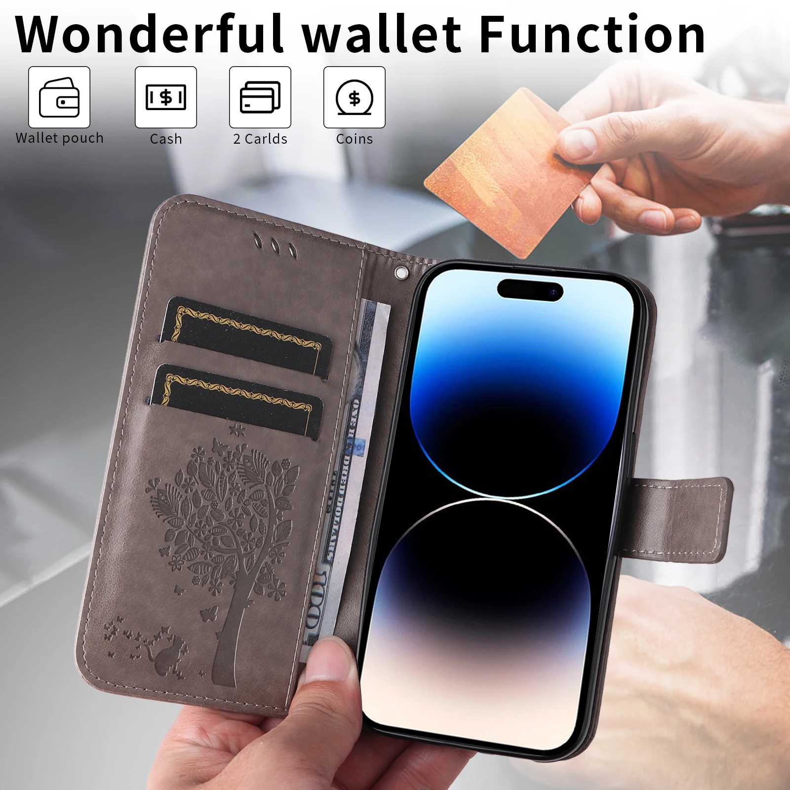 Shockproof Magnetic Flip Card Wallet Leather Phone Case and Cover