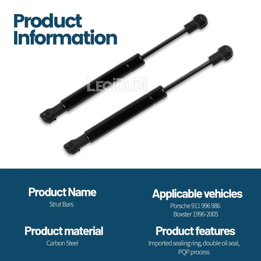For Porsche 986 Boxster 1996-2005 2pcs Rear Trunk Tailgate Strut Boot Lift Support Bars Gas Dampers Rod 98651295100 98651255101 4