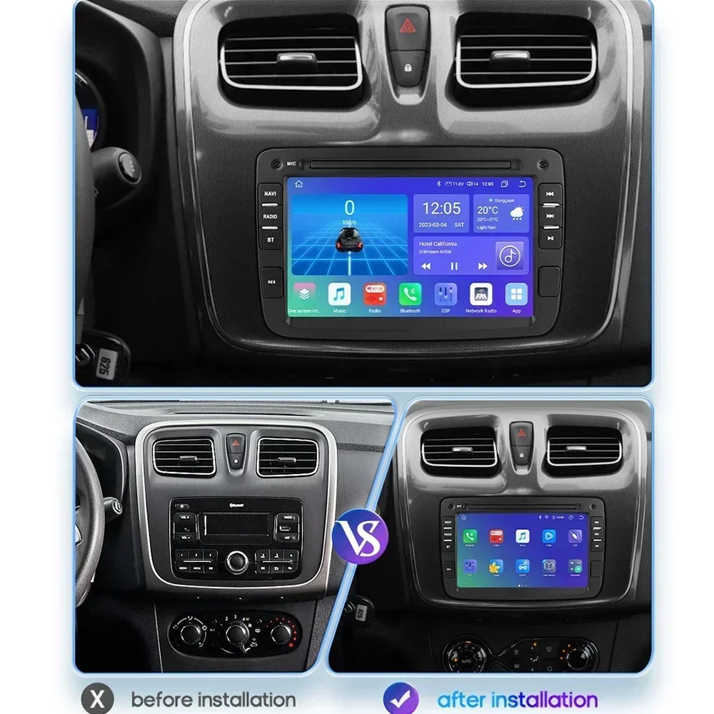 Radio para Auto Hizpo de 7 Pulgadas con CarPlay y Android para Renault Dacia Sandero/Duster/Logan/Dokker 2010-2015, Multimedia, GPS, Bluetooth, FM 3