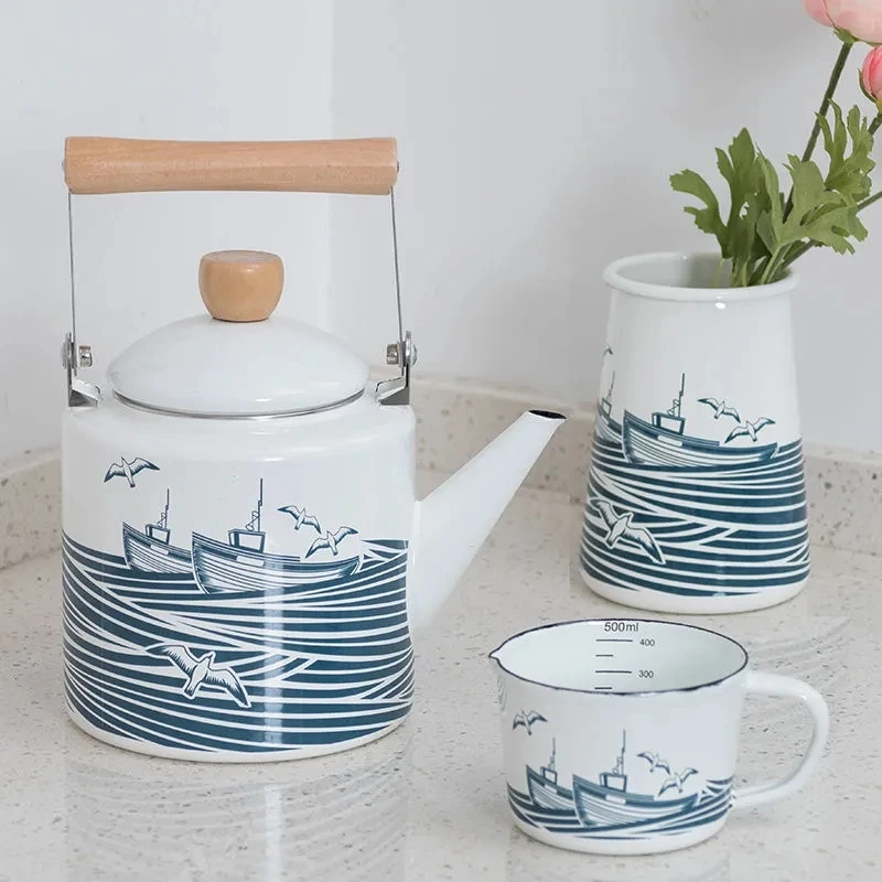 Premium Enamel Water Kettle for Gas and Electric Stove, Thickened Restaurant Tea Pot