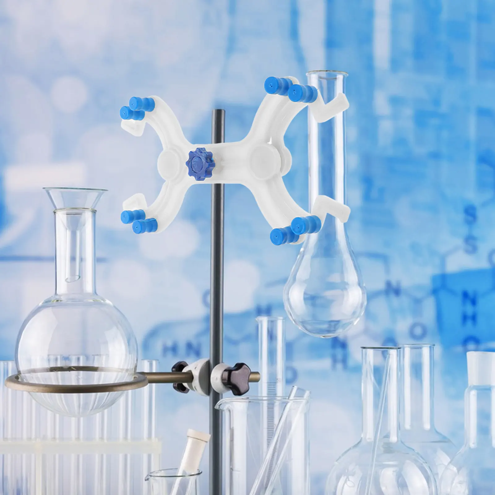 조정 가능한 이중 뷰렛 클램프 버터플라이 스타일 플라스틱 실험실 클램프 도구 (타이트레이션 스탠드, 비커 홀더, 지지대용)