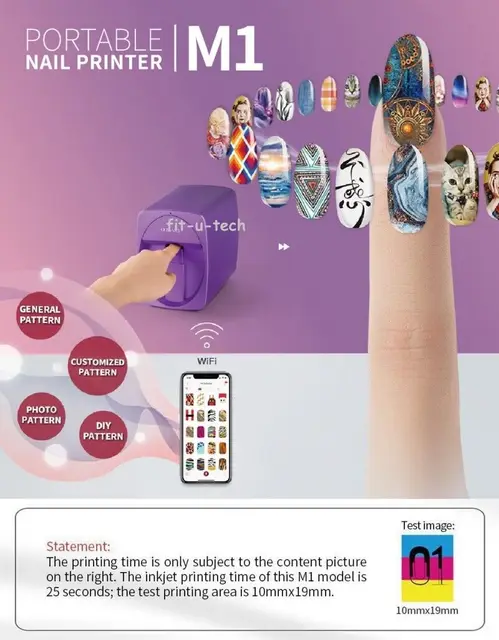 O2NAILS モバイルネイルプリンター V11 Portable O'2 Nails V11 Printer 3D App Control Art Machine