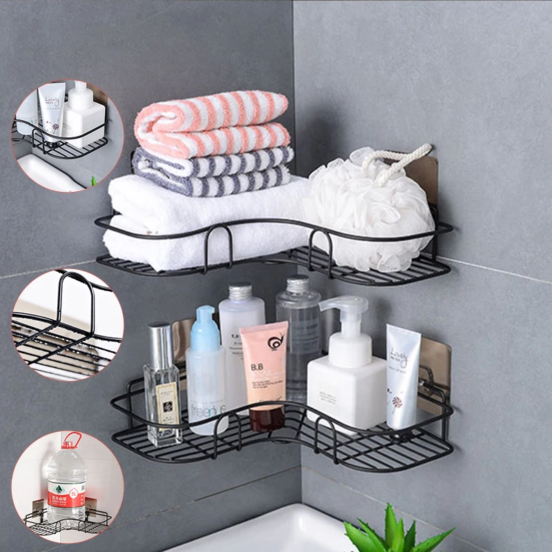 

Угловые полки для хранения без перфорации, настенный стеллаж, полка для хранения шампуня, косметический держатель, аксессуары для кухни и ванной комнаты