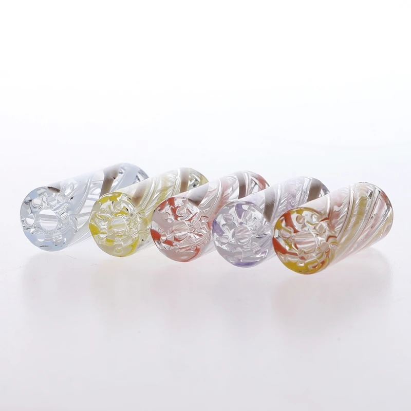 5pcs/box 7 Holes Wig Wag Screw Line Style White Mixed Red Smoking Glass Filter Tips Smoking Accessories