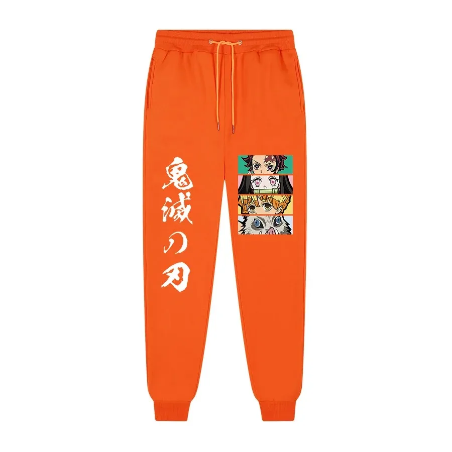 High Quality Fleece Jogging Pants Anime Demon Slayer Eyes Print Anime Print Men's and Women's High Street Sports Pants S-3XL 6