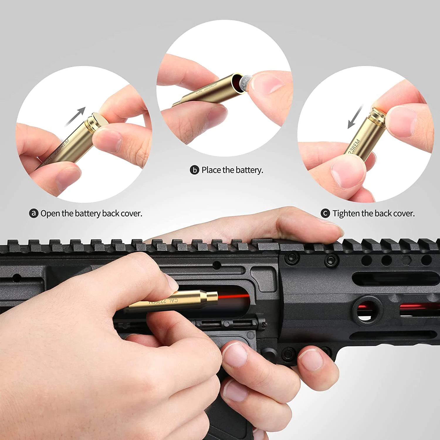 .223 Red Dot Laser Boresighter 223 5.56mm Cartridge Laser Bore Sight with Batteries for Shotgun Hunting Gun Zeroing