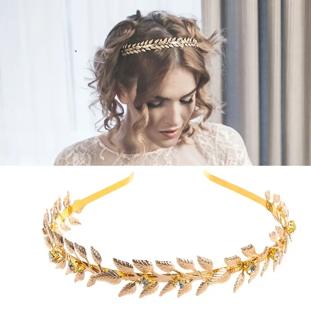 Diademas doradas de Tiara, peines para el pelo, hojas, diademas de novia, corona para el pelo de boda, Aro para el pelo - Imagen 4