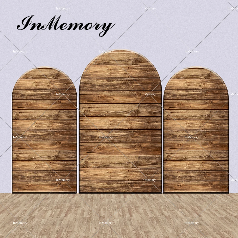 

Retro Wood Arch Backdrop Cover for Kids Adult Birthday Party Decoration Wooden Chiara Wall Photography Background