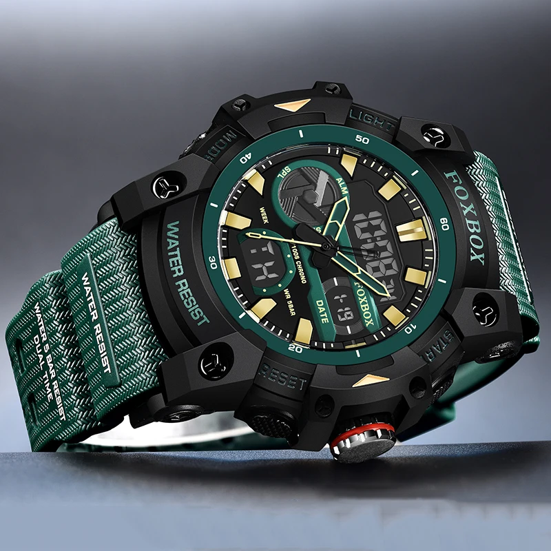 New Original FOXBOX Men Watch Fashion Military Analog Digital Watches For Men Top Brand Luxury Waterproof Quartz Wristwatch Men