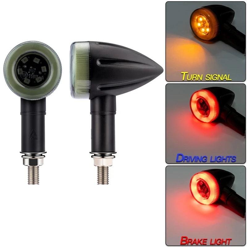 2Pcs Motorcycle Bullet Turn Signals Light Sequential Blinkers