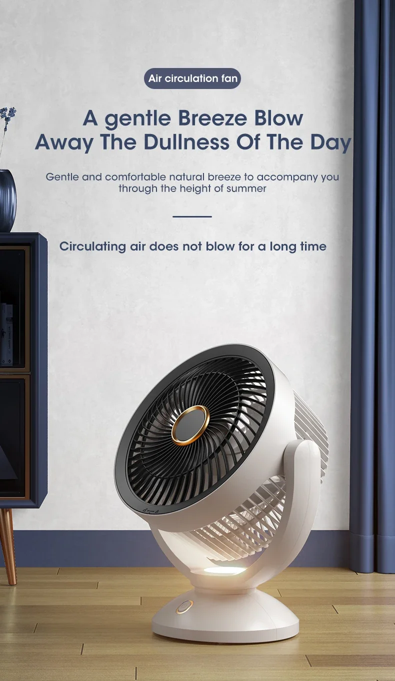Description Picture 2 of itemUSB Air Circulation Electric Fan 360 Degree Rotation Non Rechargeable Table Desktop Portable Wall Mounted with Light for Home