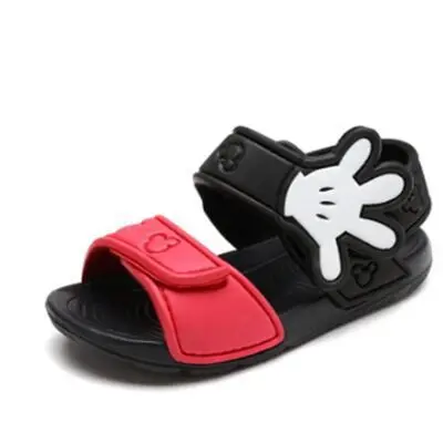 Disney 2021 Summer Plastic Baby Soft Bottom Mickey Mouse Sandals 4-12 Years Old Boys and Girls Beach Shoes Striped Color