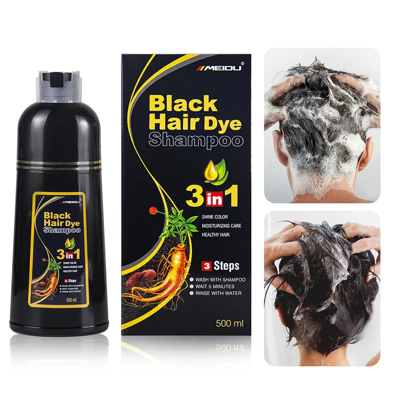 Natural Hair Dye Shampoo 3 IN 1 Quick Easy Covering White Grey Hair Cleaning Nourish Instant Coloring Non-irritating Hair Care 2