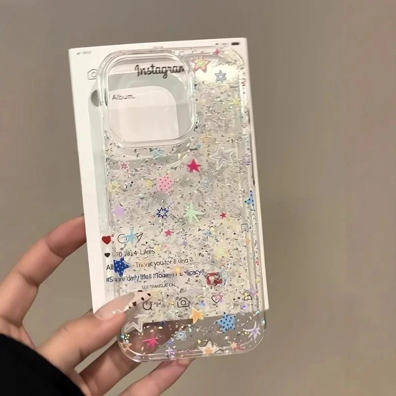 Sparkling Powder Transparent Painted Dopamine Star Phone Case