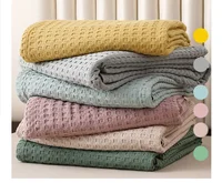 Summer Waffle Plaid Cotton Bed Blanket Throw Thin Quilt Knitted Bedspread Home Hotel Coverlets Green Pink Throw Blankets 6