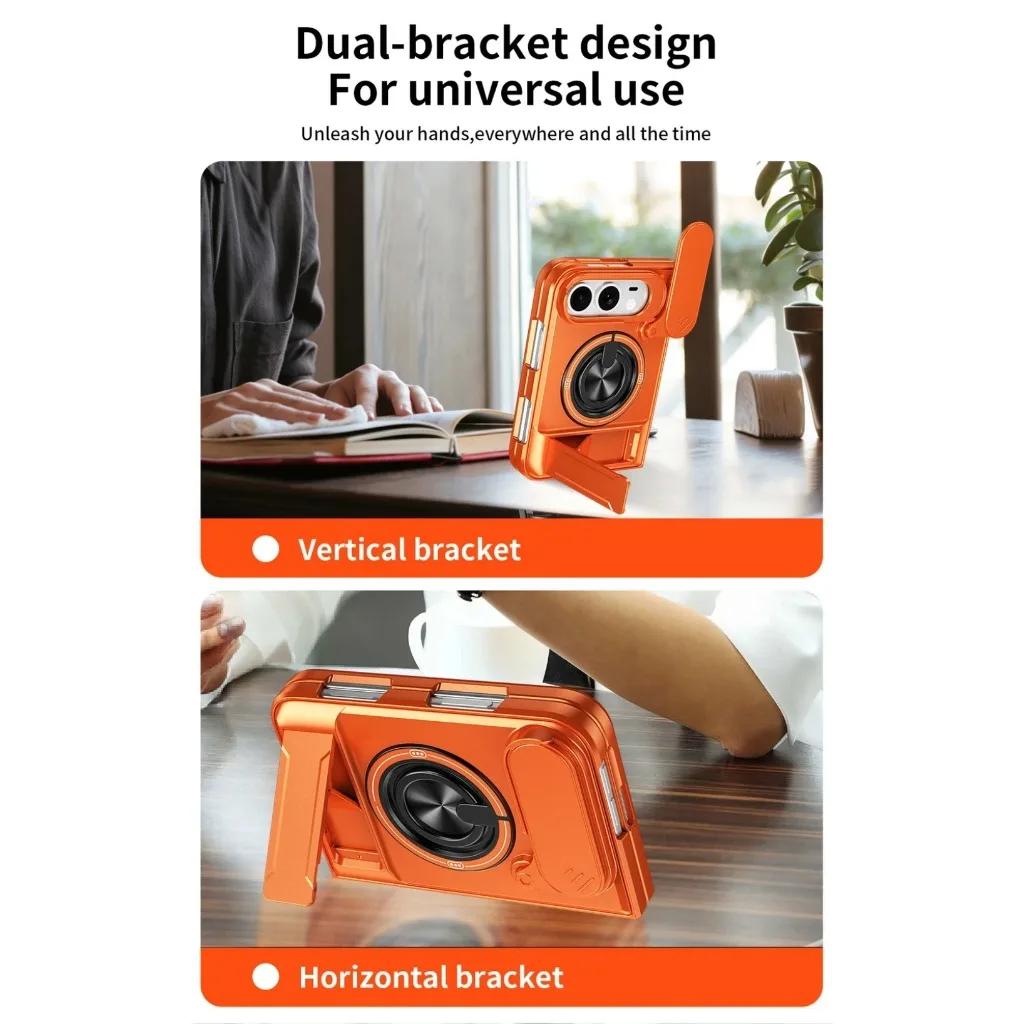 Magnetic Ring Holder Stand Phone Case with Dual-Layer Shockproof Protection & Lens Guard