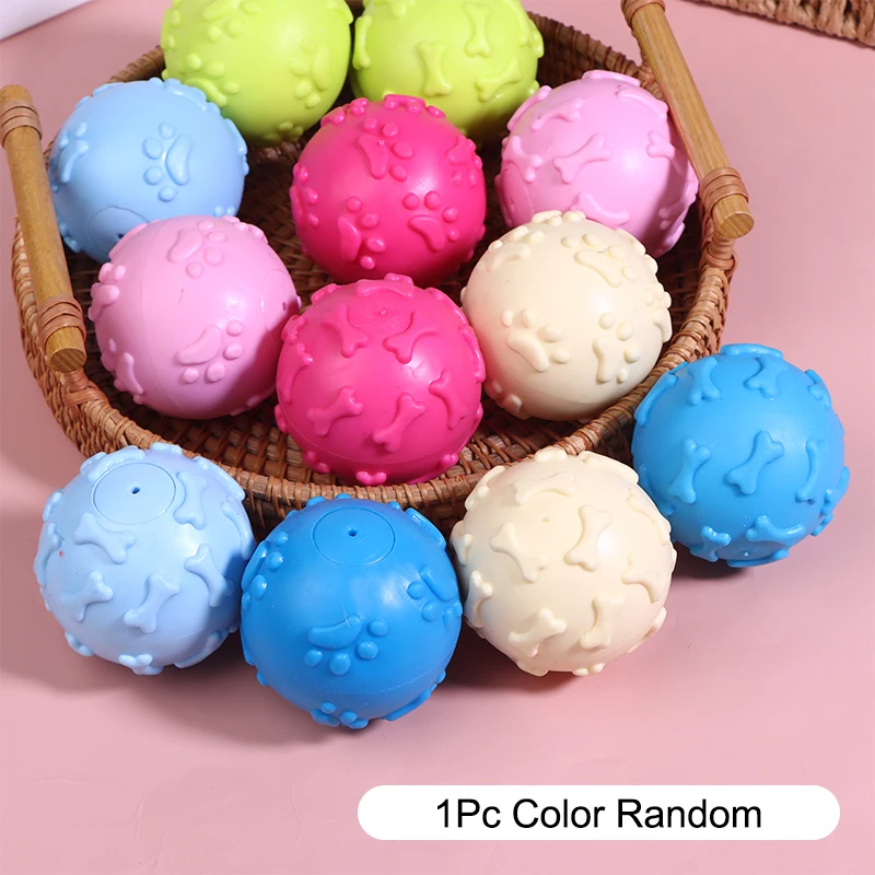 Interactive Cartoon Paw Print Dog Toy Ball, Squeaky & Chewable Rubber Material, Small Breed Pet Plaything Aids in Dental Health Sc26921e6de934f01aaa9a8e6156e455b9